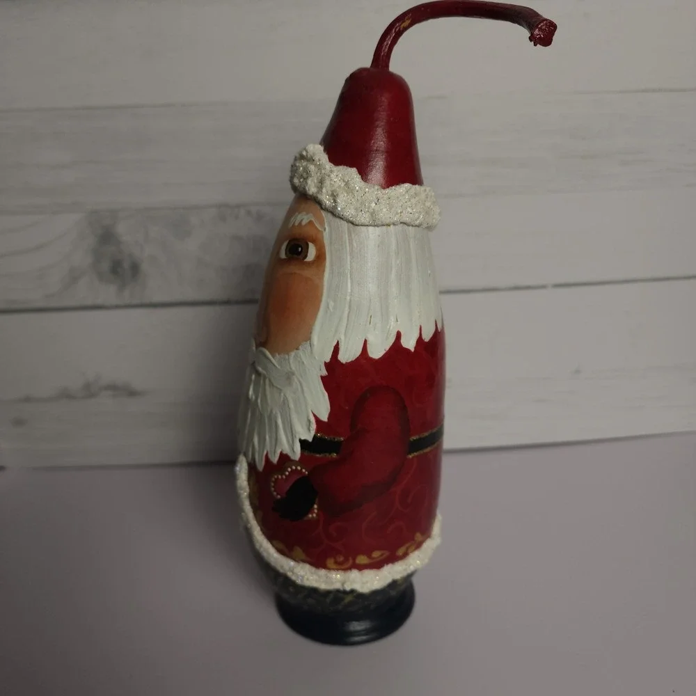 Handmade Gourd Santa‎ Claus Christmas Figure Hand Painted Signed Regina Schaefer